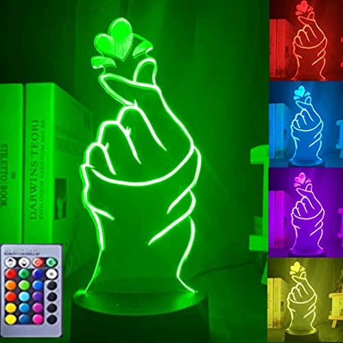 Jinson well 3D Finger Liebe Herz Lampe optische Illusion Nachtlicht 16 Farbwechsel Touch Switch Tisch Schreibtisch Dekoration Lampen perfekte mit Acryl Flat ABS Base USB Spielzeug von Jinson well