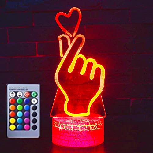 Jinson well 3D Finger Liebe Herz Lampe optische Illusion Nachtlicht 16 Farbwechsel Touch Switch Tisch Schreibtisch Dekoration Lampen perfekte mit Acryl Flat ABS Base USB Spielzeug von Jinson well