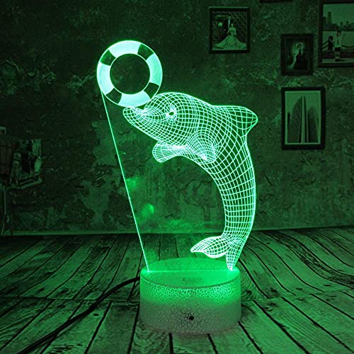 Jinson well 3D Fische von Delfinen delfin licht Lampe optische Illusion Nachtlicht, 7 Farbwechsel Touch Switch Tisch Schreibtisch Dekoration Lampen mit Acryl USB Spielzeug von Jinson well