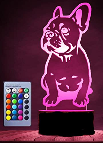 Jinson well 3D Französische Bulldogge Lampe led nacht licht optische Illusion Nachtlicht 7 Farbwechsel Tisch Schreibtisch Dekoration Lampen mit Acryl Flat Base USB Kabel Spielzeug von Jinson well