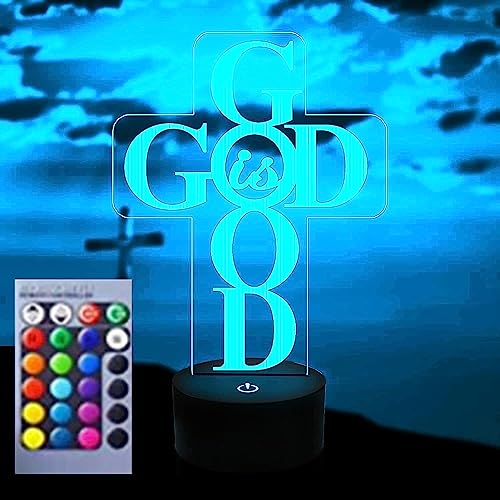 Jinson well 3D Gott Jesus Kreuz Lampe optische Illusion led licht Nachtlicht 16 Farbwechsel Tisch Schreibtisch Dekoration Lampen Acryl Flat Base USB kreatives Spielzeug von Jinson well