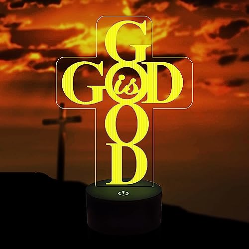 Jinson well 3D Gott Jesus Kreuz led Nachtlicht Lampe optische Nacht licht Illusion 7 Farbwechsel Schreibtisch Dekoration Lampen mit Acryl USB Spielzeug von Jinson well