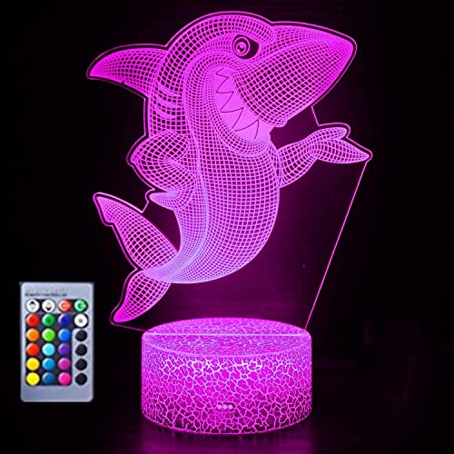 Jinson well 3D Hai Fische Lampe nacht licht optische Illusion led Nachtlicht 16 Farbwechsel Touch Switch Tisch Schreibtisch Dekoration Lampen mit Acryl USB Spielzeug von Jinson well