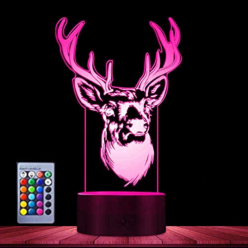 Jinson well 3D Hirsch Lampe led nacht licht optische Illusion Nachtlicht 16 Farbwechsel Tisch Schreibtisch Dekoration Lampen mit Acryl Flat Base USB Kabel Spielzeug von Jinson well