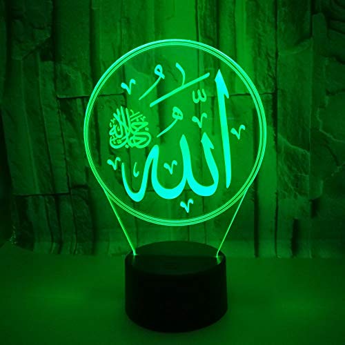 Jinson well 3D Islamischer Muhammad Lampe led Illusion Nachtlicht, 7 Farbwechsel Touch Switch Tisch Schreibtisch Dekoration Lampen perfekte Acryl ABS Base USB Kabel Spielzeug von Jinson well