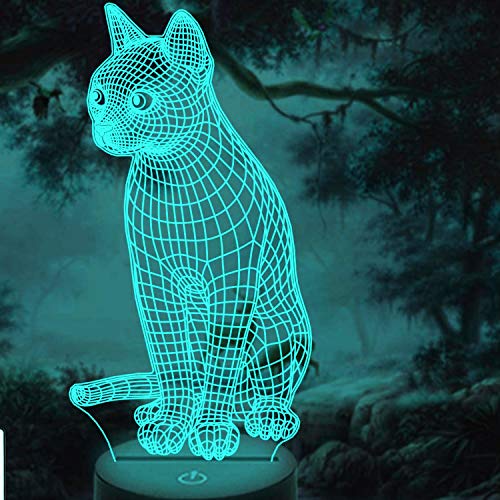 Jinson well 3D Katze Lampe led licht optische Illusion Nachtlicht, 7 Farbwechsel Touch Switch Tisch Schreibtisch Dekoration Lampen Acryl Flat ABS USB Kabel kreatives Spielzeug von Jinson well