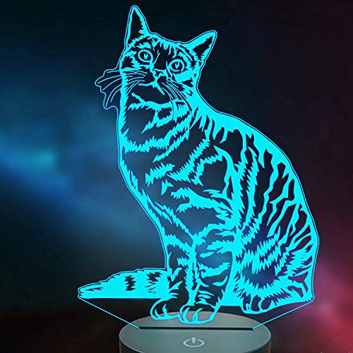 Jinson well 3D Katze led Lampe optische Illusion licht Nachtlicht, 7 Farbwechsel Touch Switch Tisch Schreibtisch Dekoration Lampen Acryl Flat ABS USB Kabel kreatives Spielzeug von Jinson well