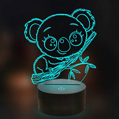 Jinson well 3D Koala Nachtlicht Lampe optische Nacht licht Illusion 7 Farbwechsel Touch Switch Tisch Schreibtisch Dekoration Lampen Acryl USB Spielzeug von Jinson well