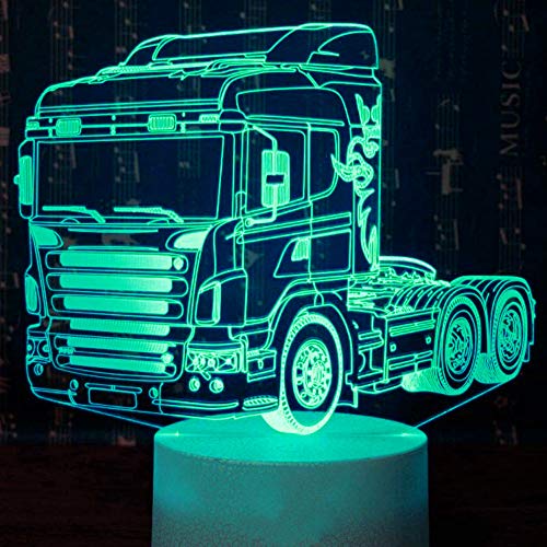 Jinson well 3D LKW Auto Lampe optische Illusion Nachtlicht, 7 Farbwechsel Touch Switch Tisch Schreibtisch Dekoration Lampen mit Acryl Flat ABS USB Kabel Spielzeug von Jinson well