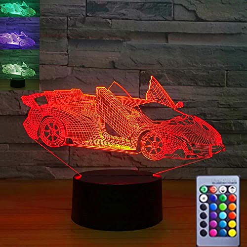 Jinson well 3D LKW Auto Sportwagen Lampe led Illusion Nachtlicht, 7 Farbwechsel Touch Switch Tisch Schreibtisch Dekoration Lampen Acryl ABS Base USB Kabel Spielzeug von Jinson well