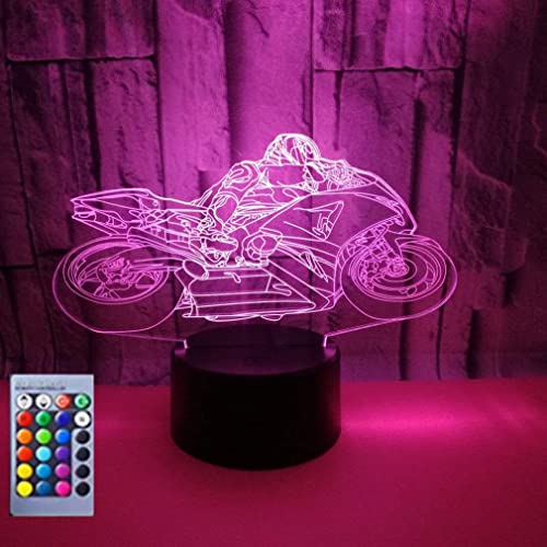 Jinson well 3D Motorrad Auto Lampe led Illusion Nachtlicht nacht licht, 16 Farbwechsel Tisch Schreibtisch Dekoration Lampen Acryl ABS Base USB Kabel Spielzeug geschenk von Jinson well