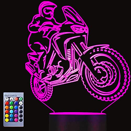 Jinson well 3D Motorrad Lampe optische Illusion Nachtlicht, 16 Farbwechsel Touch Switch Tisch Schreibtisch Dekoration Lampen USB Kabel Spielzeug von Jinson well