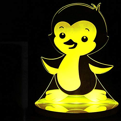 Jinson well 3D Pinguin Lampe nacht licht optische Illusion Nachtlicht, 7 Farbwechsel Tisch Schreibtisch Dekoration Lampen Acryl Flat ABS Base USB Spielzeug von Jinson well