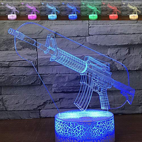 Jinson well 3D Pistole Waffe Lampe led Illusion Nachtlicht, 7 Farbwechsel Touch Switch Tisch Schreibtisch Dekoration Lampen Acryl ABS Base USB Kabel Spielzeug von Jinson well