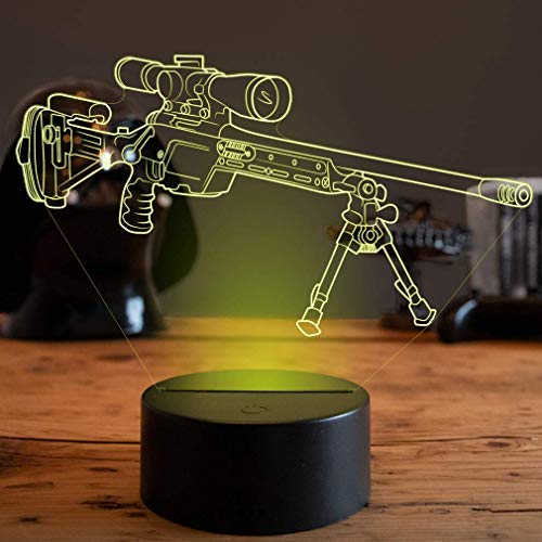 Jinson well 3D Pistole Waffe Lampe optische Illusion led Nachtlicht, 7 Farbwechsel Touch Tisch Schreibtisch Dekoration Lampen perfekte Flat ABS Base USB Kabel kreatives Spielzeug von Jinson well