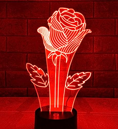 Jinson well 3D Rose Blume Nachtlicht Lampe optische Nacht licht Illusion 7 Farbwechsel Touch Switch Tisch Schreibtisch Dekoration Lampen mit Acryl ABS Base USB Spielzeug von Jinson well