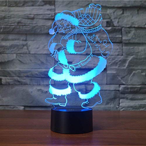 Jinson well 3D Santa Claus Lampe optische Illusion Nachtlicht, 7 Farbwechsel Touch Switch Tisch Schreibtisch Dekoration Lampen perfekte mit Acryl Flat Base USB Spielzeug von Jinson well