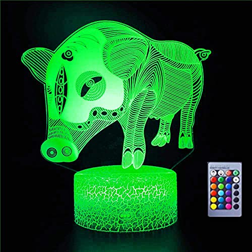 Jinson well 3D Schwein Lampe optische Illusion Nachtlicht, 7 Farbwechsel Tisch Schreibtisch Dekoration Lampen Acryl USB Spielzeug von Jinson well