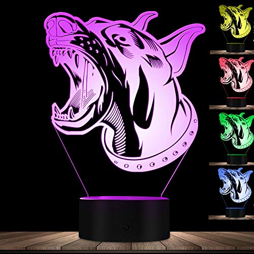 Jinson well 3D Wolf Hund Lampe optische Illusion Nachtlicht, 7 Farbwechsel Touch Switch Tisch Schreibtisch Dekoration Lampen mit Acryl Flat ABS USB Kabel Spielzeug von Jinson well