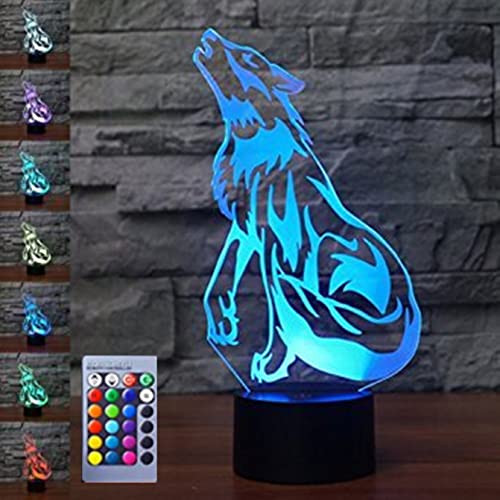 Jinson well 3D Wolf hund Nachtlicht led Lampe optische Nacht licht Illusion 16 Farbwechsel Touch Switch Tisch Schreibtisch Dekoration Lampen perfekte Acryl Flat ABS USB Spielzeug von Jinson well