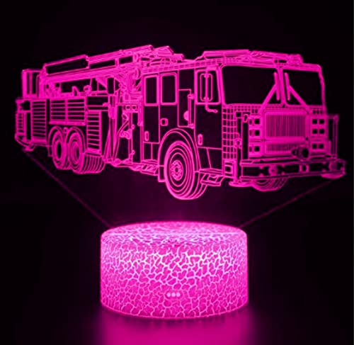 Jinson well 3D feuerwehr truck Lampe optische Illusion Nachtlicht, 7 Farbwechsel Touch Switch Tisch Schreibtisch Dekoration Lampen USB Spielzeug von Jinson well