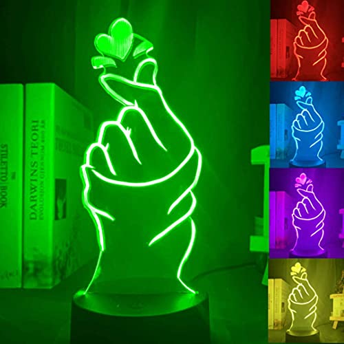 Jinson well 3D finger herz Lampe optische Illusion Nachtlicht, 7 Farbwechsel Touch Switch Tisch Schreibtisch Dekoration Lampen Acryl Flat ABS Base USB Spielzeug von Jinson well