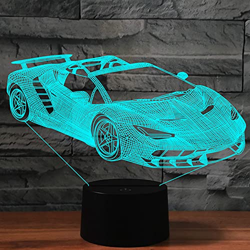 Jinson well 3D rennwagen auto Lampe optische Illusion Nachtlicht, 7 Farbwechsel Tisch Schreibtisch Dekoration Lampen Acryl USB Spielzeug von Jinson well