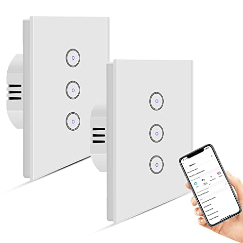 Alexa Light Switch Smart Light Switch WiFi Tempered Glass Touch Switch, Works with Alexa & Google, App Remote Control, Timing Function，Easy installation von Jinvoo