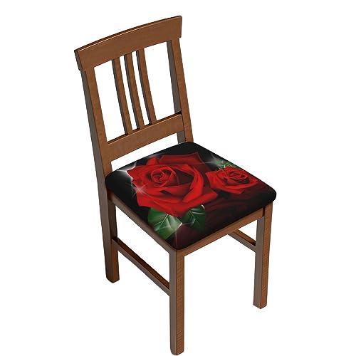 Jmorco Rote Rosen Stretch Stuhl Sitzbezüge Für Esszimmer, Stuhl Pads Esszimmer Stuhl Sitzschoner Stuhl Schonbezüge Zwei Stücke von Jmorco