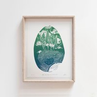 Absorbieren Und Wachsen, Wie Die Strahlen Leuchten Kunstwerk - Sonne | Bäume Natur Lino-Druck Wandkunst von JocelinKMeredithArt