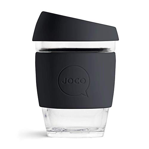 Joco Kaffeebecher aus Glas, wiederverwendbar, 340 ml Schwarz von Joco