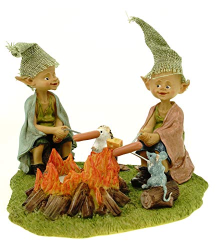 Grillabend Pixie Teelichthalter Pixies Grillen mit Igel und Maus 19 cm Figur Kobold Fee Fabelwesen von Joh. Vogler GmbH