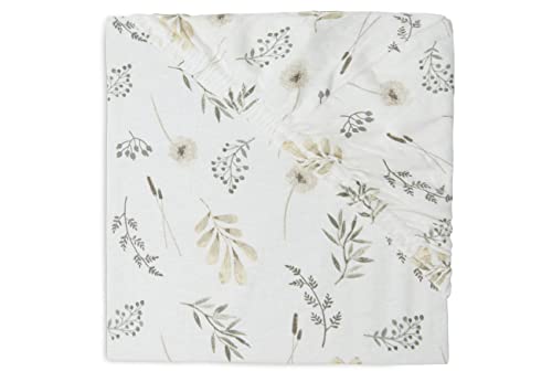 Jollein 511-507-66059 Spannlaken Wild Flowers / Wilde Blumen weiß (60x120 cm) von Jollein