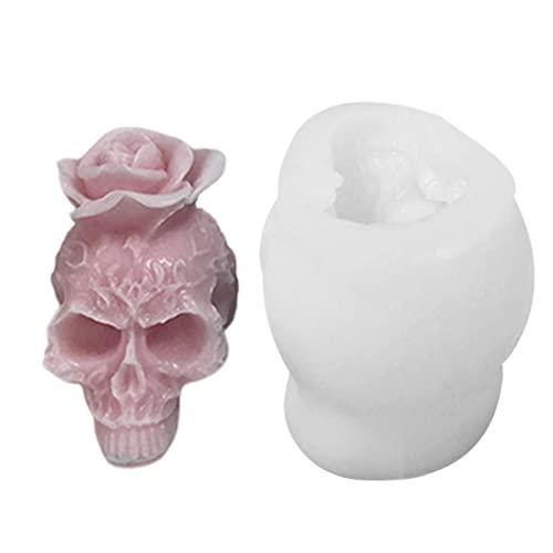 Jomewory Kerzenform Totenkopf 3D – Silikonform Skelett Halloween-Dekoration, 3D-Silikon-Gips-Form für die Dekoration von Halloween-Tischen, Herstellung von Seifen von Jomewory