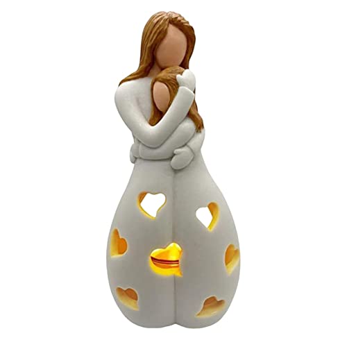 Jomewory Mama Kerzenhalter Statue, Geschenke für Mutter von Tochter mit Flackernder LED Kerze, Teelichthalter Statue Figur für Weihnachten, Mamas Geburtstag, Muttertag von Jomewory