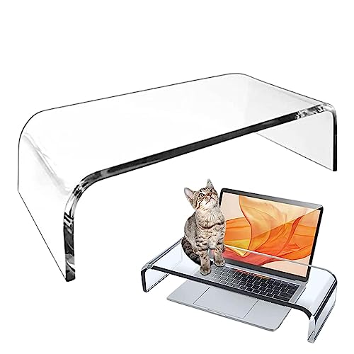 Jomewory Monitorständer für Schreibtisch, Transparenter Acryl Monitorständer mit Stabiler Plattform, Laptop und Bildschirmständer für Desktop, Organizer zur Aufbewahrung von PC, Bildschirm, Laptop von Jomewory