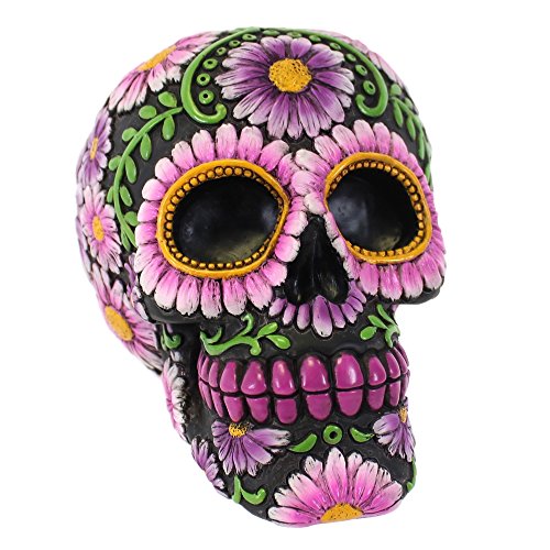 Lila Blumen Candy Skull Spardose von Jones Home & Gift