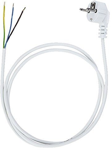 Anschlussleitung Zuleitung Stecker Netzkabel Stromkabel 3-polig 3 x 1mm2 (5.0 Meter, Weiss) von JONEX