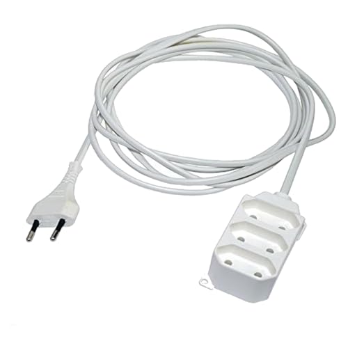 Jonex Verlängerungskabel Verlängerung 3-fach Strom-Kabel Euro-Stecker Eurosteckdosenleiste/Eurosteckerleiste (1,5 Meter 3-Fach, Weiss) von Jonex