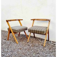 Paar Mid Century Sessel/Beistellstühle Retro Vintage Stühle Holzstühle Wohnzimmer Jugoslawien 1960Er Jahre von Jooovanka