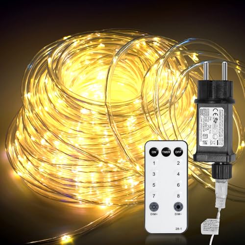 Jopassy LED Lichterschlauch Außen, 30m 300 Lichtschlauch außen, IP44 Wasserfest LED Schlauch, mit Timer & 8 Modi Lichtschlauch,für Außen Innen Party Hochzeit Weihnachten Dekolicht,Warm-weiß von Jopassy