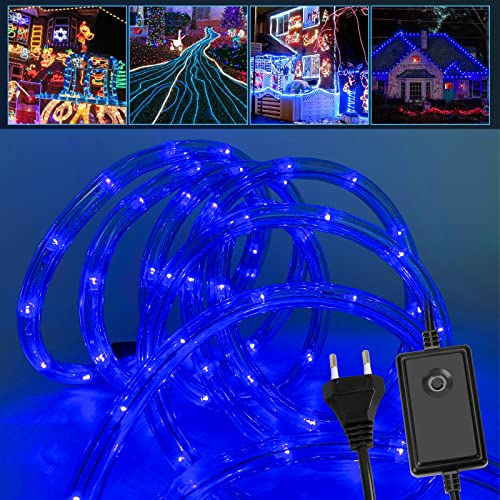 Jopassy LED Lichterschlauch für außen, 30m LED Lichtschlauch mit 8 Leuchtmodi, Lichtschläuche Wasserfest, Lichterkette für Garten Deko, Led schlauch-Blau von Jopassy