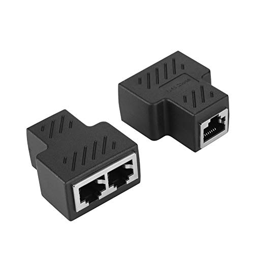 Jopwkuin Ethernet-Splitter, 2 Stück, 3,5-mm-Stecker, 3-Kanal-Netzwerk-RJ45, 8-Kern-Klinken-Splitter-Adapter, Schwarzer POE-Netzwerkverteiler, Ethernet-Kabel für Cat 5, Cat 5e, Cat 6, Cat 7 von Jopwkuin