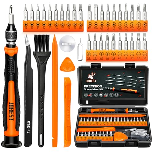 JOREST 33Pcs Feinmechaniker Schraubendreher Set, Mini Werkzeug Kit mit Torx T1 T2 T3 T4 T5, TR6 T7 T8 T9 T10 T15, Triwing Y00, Stern P2 P5, -1.0/2.0, usw, für Switch, PS4, Laptop, Xbox, Brillen, Uhren von Jorest