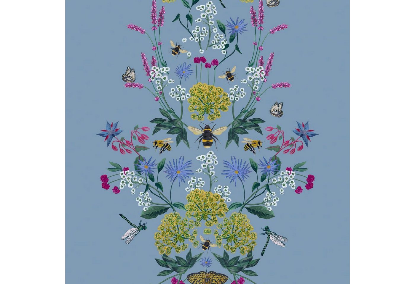 Joules Vliestapete Perfect Pollinators Haze Blue, glatt, floral, (1 St), floral von Joules