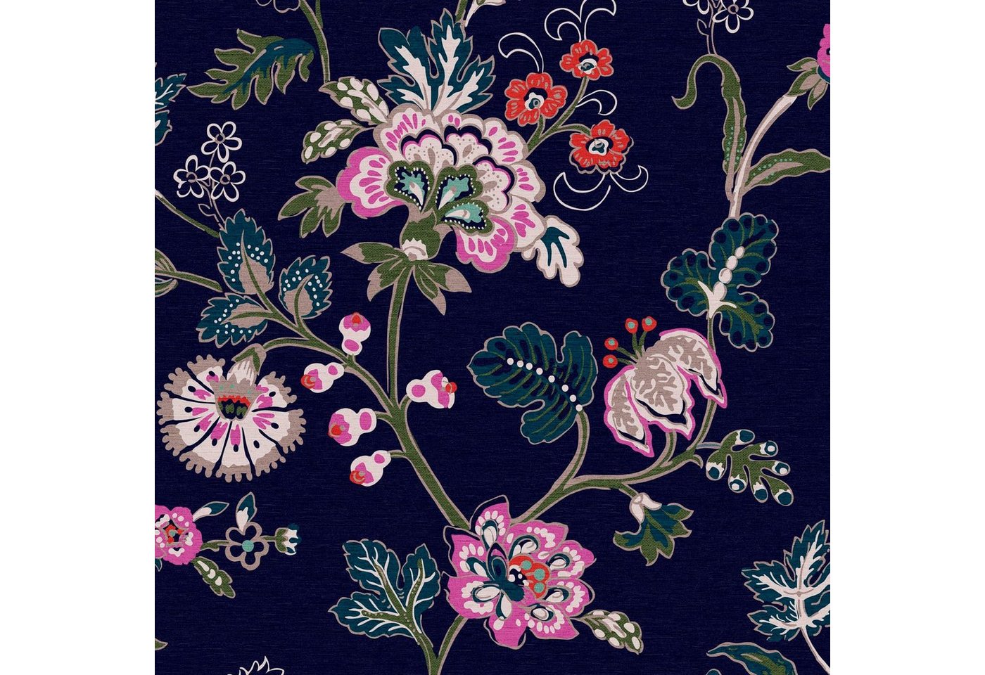 Joules Vliestapete Vine Cottage Floral Royal Navy, glatt, floral, (1 St), floral von Joules