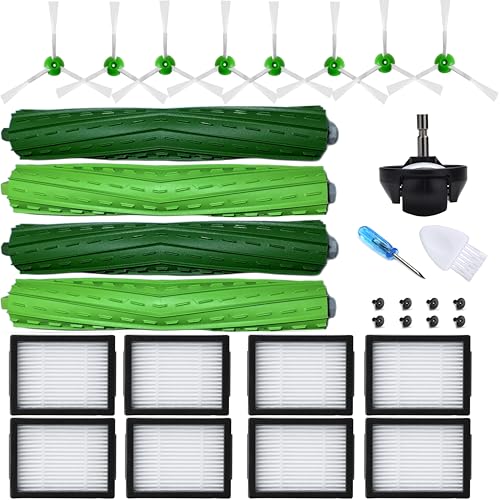 JoyBros Ersatzteil Zubehör kompatibel mit iRobot Roomba E5 E6 Combo i5 J5+ i7 i7 i6 i8 i1 + i3 Evo i4 Plus 3150 E & I Serie Seitenbürsten Filter Hauptbürsten Extraktor Gummi Bürsten Vorderrad von JoyBros