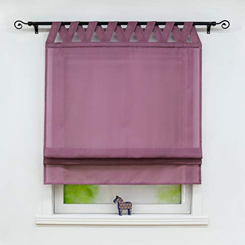 Joyswahl Raffrollo Halbtransparentes Unifarbiges Bändchenrollo »Mila« Schals mit Schlaufen Fenster Vorhänge BxH 120x140cm Violett 1er Pack von Joyswahl