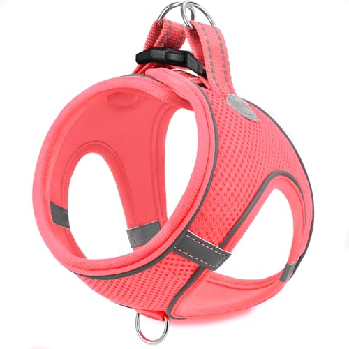 Joytale Hundegeschirr, Reflektierend Weich Gepolstert Hunde Geschirr, Air-Mesh Atmungsaktiv Brustgeschirr für Kleine Mittelgroße Hunde, L, Pink von Joytale