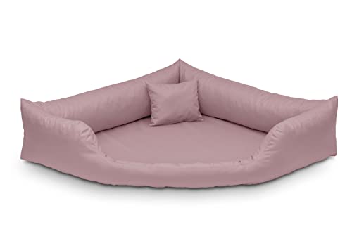 Juelle Orthopädische Hundebett Eckbett Hundebett mit Orthopädischer Matratze für Große Hunde Abnehmbarer Bezug, Waschbar, Dakota M-XXL (120x90 cm, Puder Dar Rosa) von Juelle